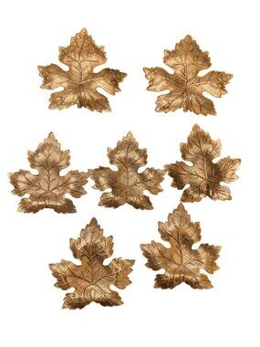 Vintage Ornate Brass Maple Leaf Design Set 7 Chandelier Parts